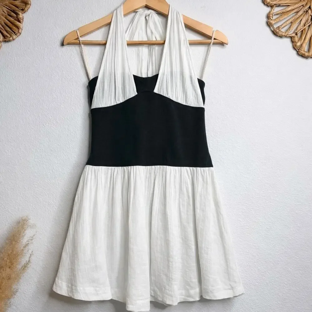 Free People mini dress Free-est cotton halter boho gauzy skirt XS